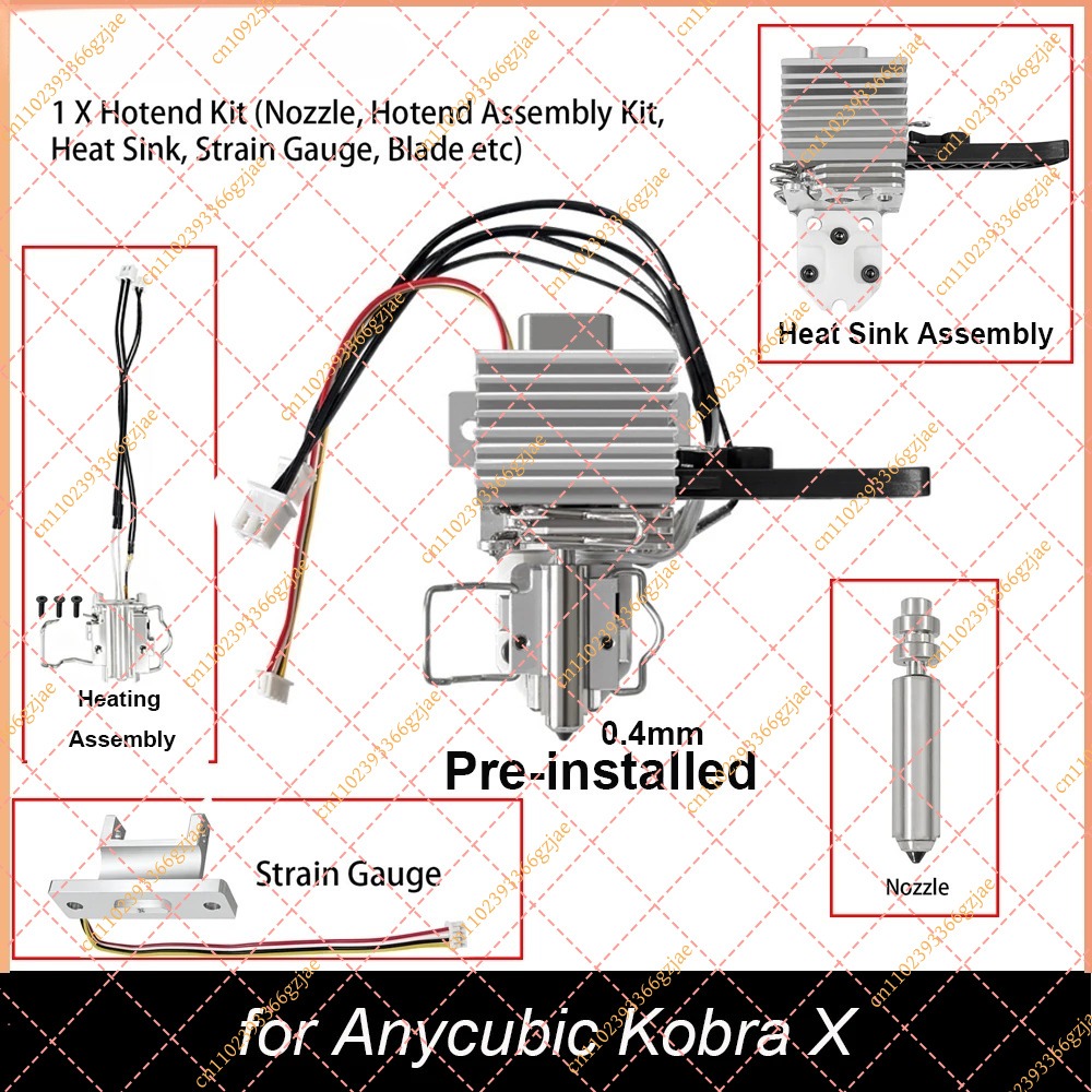 3D Printer Hotend Kit - 0.4mm Pre-Installed Hotend Kit for Anycubic
