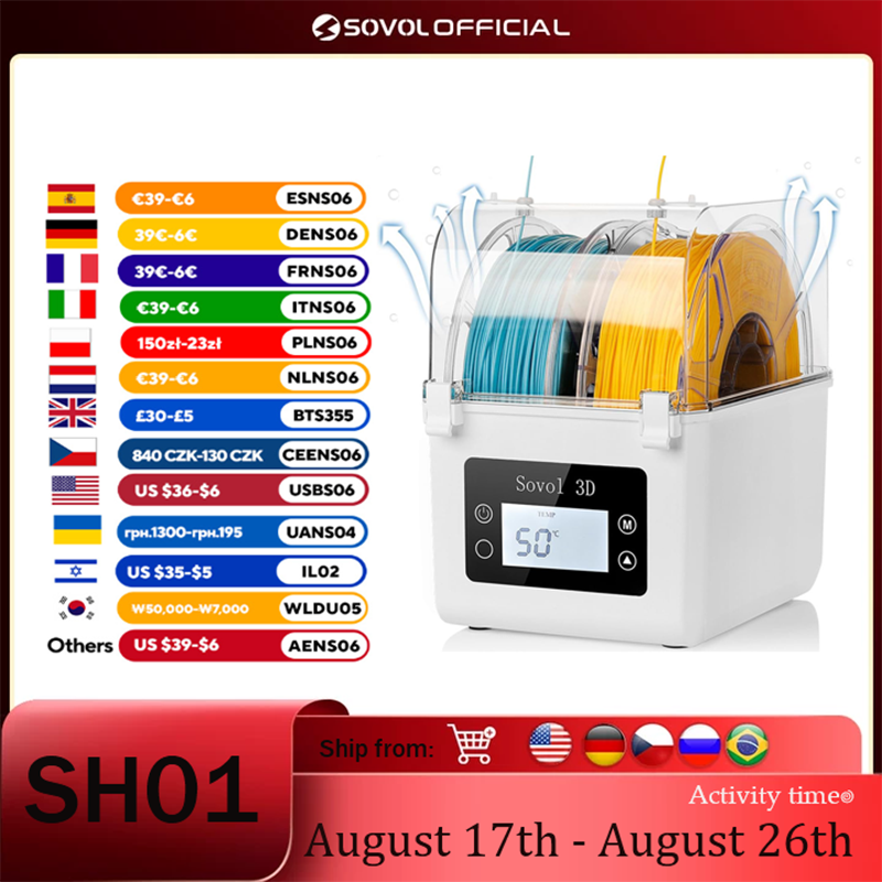 Sovol 2 Rolls Filament Dehydra - 3D Printing Deck Box review and price